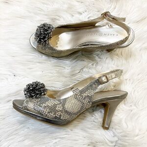 Karen Scott Briant Gold Snakeskin Sparkle Peep Toe Slingback Pumps Size 7